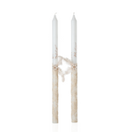 Two wedding ritual candles with beige lace NCandles