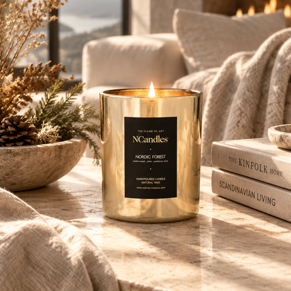 Wood Wick Candle, Luxury Scented Nordic Forest 