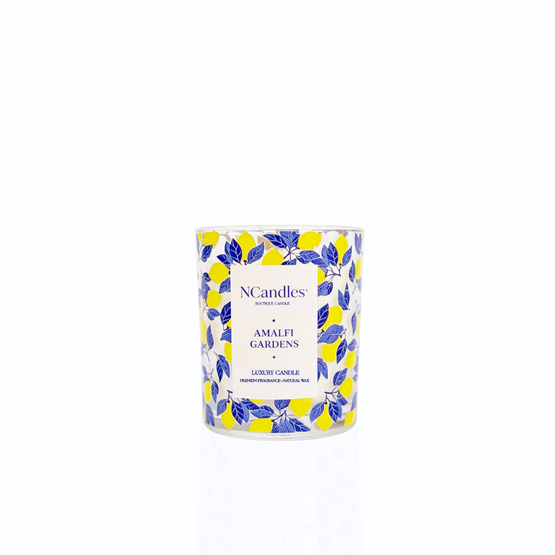 Amalfi Garden luxury citrus scented candle with wood wick 260g by NCandles 