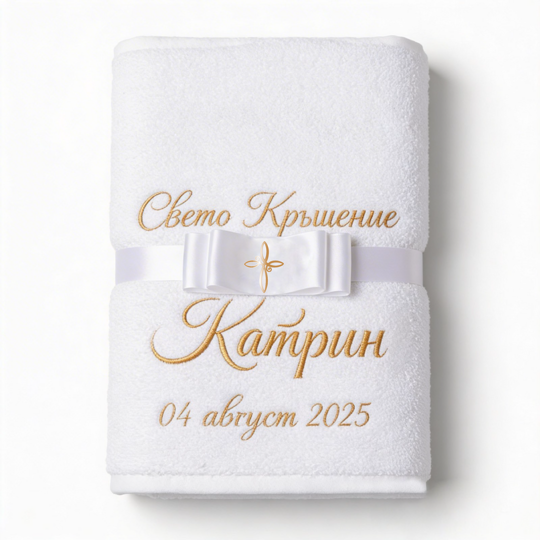 Large Personalised Baptism Towel with Name