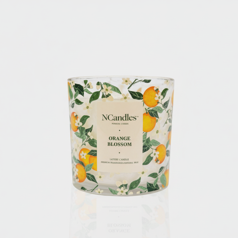 Orange Blossom large 3-wood wick luxury candle 740g by NCandles