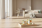 Two candles luxury scented with orange blossom scent and design on a penthouse background