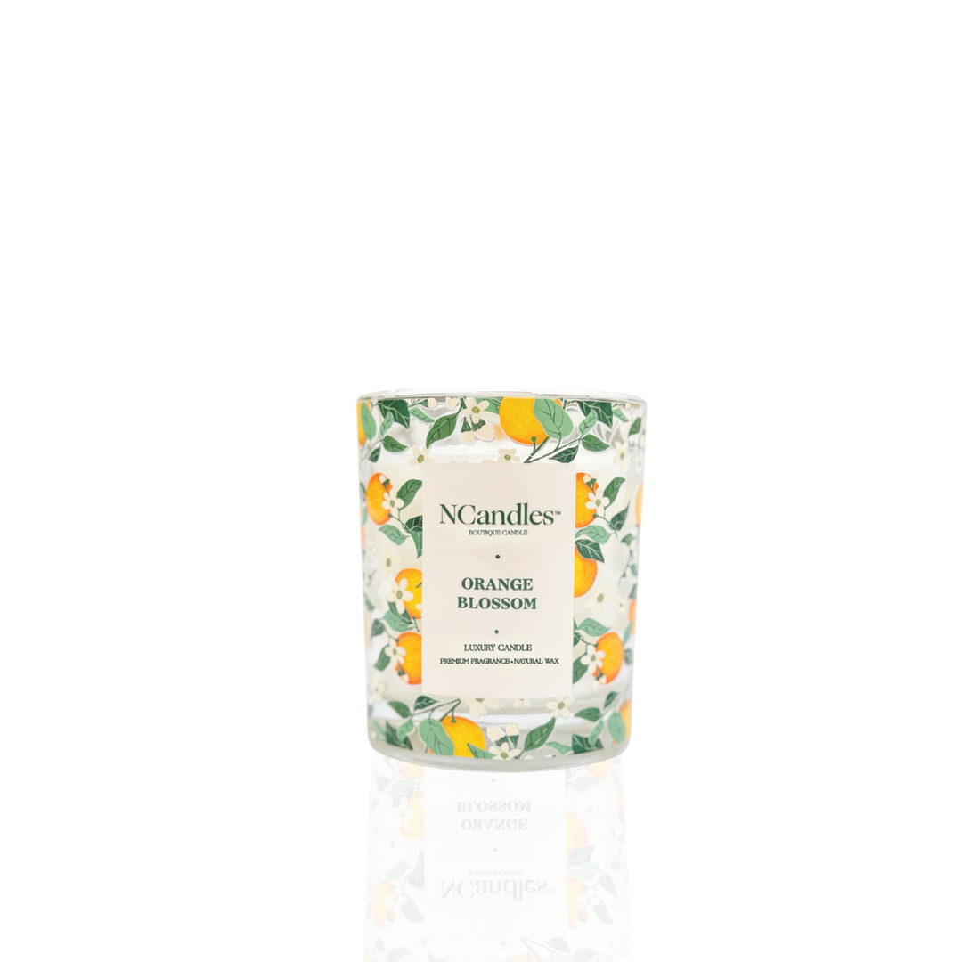 Orange Blossom luxury citrus-floral scented candle with wood wick 260g by NCandles