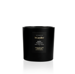 Large candle in matte black glass vessel with 'NCandles' branding on a white background