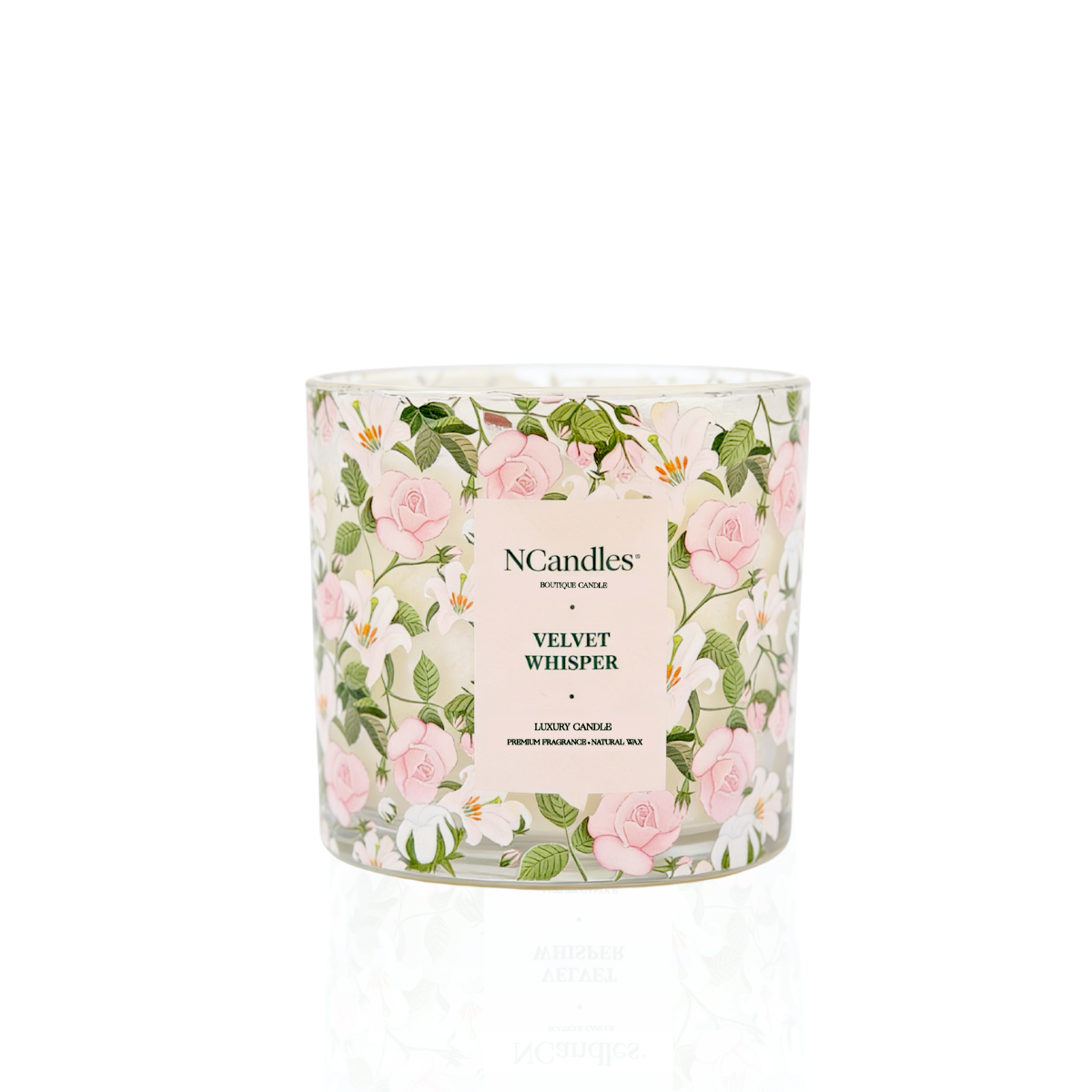 Голяма луксозна свещ с 3 дървени фитила Velvet Whisper 740g от NCandles